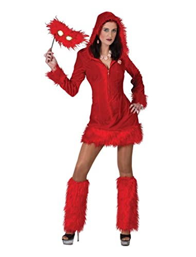 Funny Fashion Teufel Jennifer Kostüm Damen Halloween Kapuzenkleid Feuer Satan 60er Jahre Damenkostüm von Funny Fashion