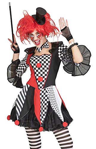 Generique - Kunterbuntes Harlekin-Kostüm Faschings-Verkleidung für Damen rot-schwarz-Weiss - M / L von Funny Fashion
