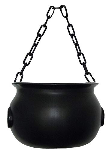 Funny Fashion Großer Hexenkessel mit Kette Ø 25 cm - Schwarz | Zubehör H: 18 cm Karneval Halloween Hexenkostüm Goldtopf Süßigkeiten Hexenzubehör Walpurgisnacht Witch Karneval von Funny Fashion