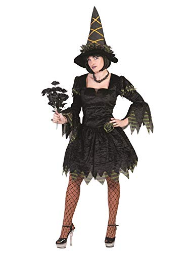 Hochwertiges Hexe Lya Gr. 44 46 Kostüm für Damen - Tolles Halloween Kostüm mit Kleid und Hut von Funny Fashion