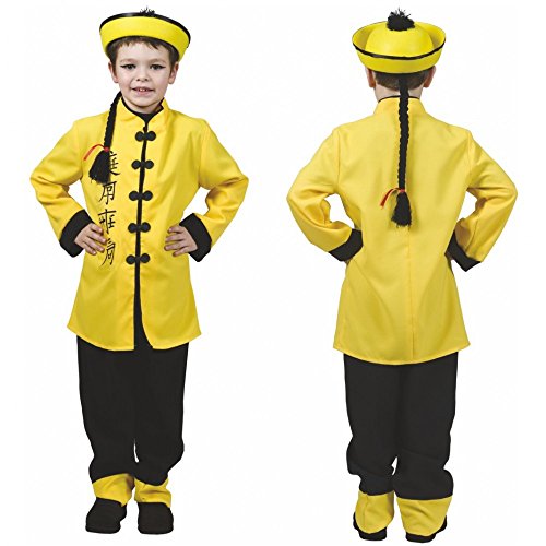 Kinderkostüm Chinese Größe 152 Tunika gelb Hose Asiaten Kostüm China Fasching von Funny Fashion