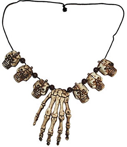 Kostüm Accessoires Zubehör Kannibalen Voodoo Halskette mit Knochen und Totenkopf, Necklace with Skulls and Bones, perfekt für Halloween Karneval und Fasching, Weiß von Funny Fashion