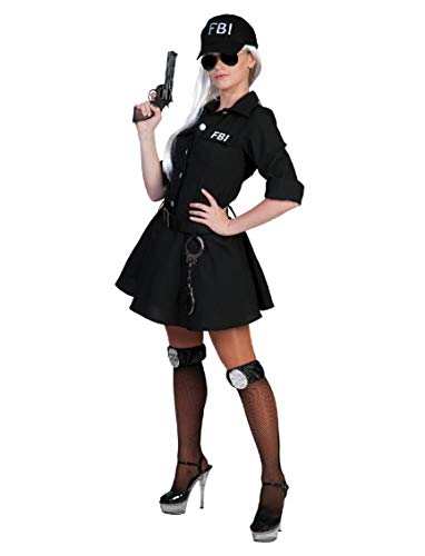 Kostüm FBI Agent Damen Größe 32/34 schwarz 3 teilig mit Basecap von Funny Fashion