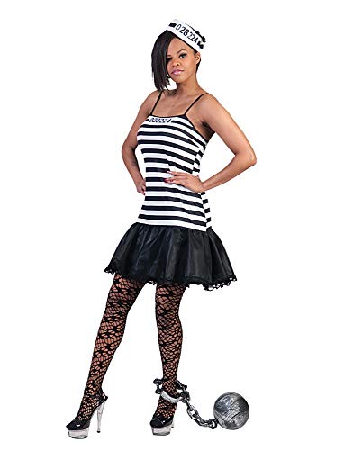 Kostüm Sträfling Pam Größe 32/34 Damen Kleid Schwarz Weiß Gestreift Gefangene Verbrecherin Gefängnis Karneval Fasching Pierro's von Funny Fashion