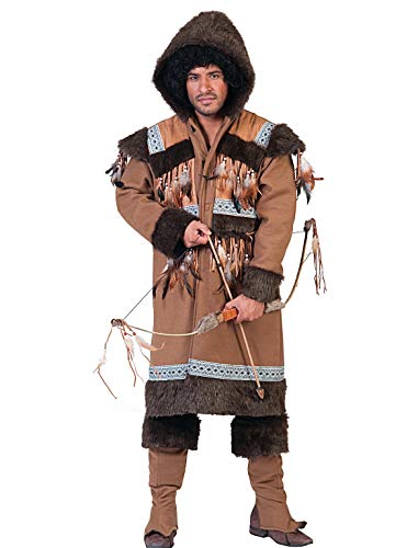 Pierro´s Kostüm Eskimo Sakari Eskimo Herrenkostüm Jacke mit Kapuze Stulpen Größe 48 50 52 54 56 58 für Karneval, Fasching, Halloween, Motto Party / Nationen, Nordländer von Funny Fashion