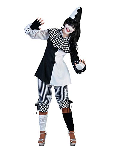Pierro´s Kostüm Harlekin Dame Clown Damenkostüm Oberteil Hose Größe 36/38 für Karneval, Fasching von Funny Fashion