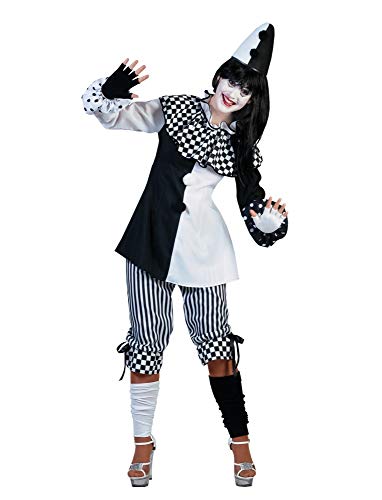 Pierro´s Kostüm Harlekin Dame Clown Damenkostüm Oberteil Hose Größe 44/46 für Karneval, Fasching von Funny Fashion