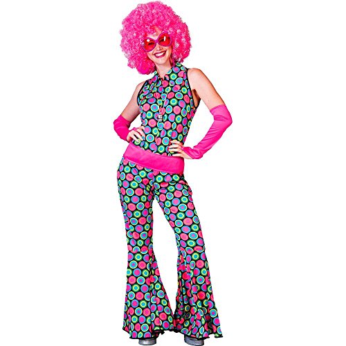 Polka Dot Anzug für Damen Gr. 44 46 - Schöner Jumpsuit im 70er Jahre Hippie Retro Stil für Karneval oder Mottoparty von Funny Fashion