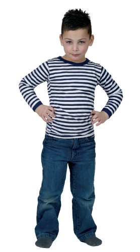 Ringelshirt Basic für Kinder blau-weiß 140 von Funny Fashion