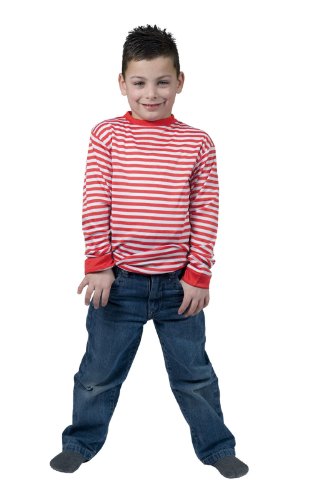 Ringelshirt Basic für Kinder rot-weiß 128 von Funny Fashion