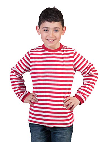 Ringelshirt für Kinder Gr. 116 - 164 (140, rot-weiß) von Funny Fashion