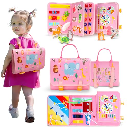 Funsland Busy Board Montessori Spielzeug, Kleinkind Quiet Book Activity Board Auto Flugzeug Reisespielzeug, Baby Motorikspielzeug, Sensorik Lernspielzeug Geschenk Mädchen ab 1 2 3 4 Jahre, Rosa Funsland Busy Board Montessori Spielzeug, Kleinkind Quiet Book Activity Board Auto Flugzeug Reisespielzeug, Baby Motorikspielzeug, Sensorik Lernspielzeug Geschenk Mädchen ab 1 2 3 4 Jahre, Rosa von Funsland