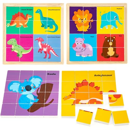 Funsland Doppelseitiges Holzpuzzle Kinder, Puzzle ab 3 4 5 Jahre, 2 Stück Tiere & Dinosaurier, Vorschule Lehrreiches Spielzeug Montessori,Geschenke für Mädchen Jungen Funsland Doppelseitiges Holzpuzzle Kinder, Puzzle ab 3 4 5 Jahre, 2 Stück Tiere & Dinosaurier, Vorschule Lehrreiches Spielzeug Montessori,Geschenke für Mädchen Jungen von Funsland