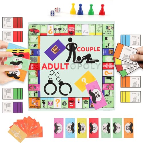 Adultopoly Brettspiel, Couple Board Game Paar Brettspiel Adultopoly Board Game Couple Adult Board Game Paarspiel Karten Brettspiel Requisiten Adultopoly Brettspiel für Paare von Funtery