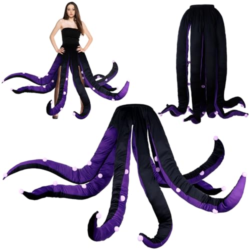 Funtery Damen Octopus Kostüm Halloween Octopus Tentakel Kleid Meer Hexe Kostüm für Erwachsene Cartoon Cosplay Party, Klassisch, S von Funtery