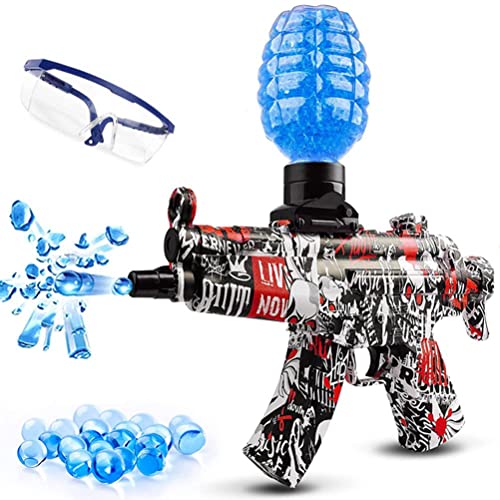 2023 Neueste Gel Ball Blaster Pistole, Automatische Elektrische Splatter Ball Gun mit Schutzbrille und 30000 Munition 7-8 mm für Kinder und Erwachsene, Spielzeugpistole -Rot von Funthy