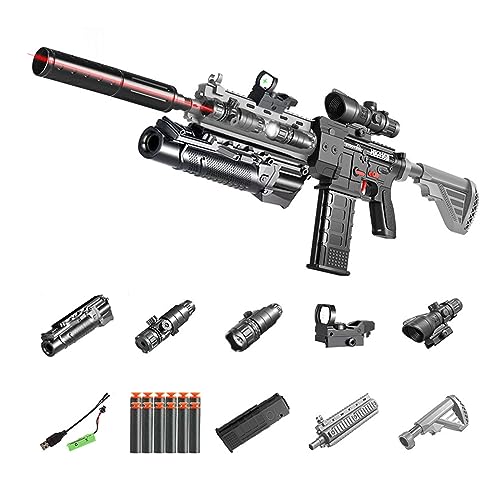 M416 Spielzeuggewehrpistole, Elektrische Kugelpistole Eva Soft Bullet Sniper Toy Foam Blasters Shell Ejecting Soft Bullets Shooting Games Für Kinder Erwachsene 35 Zoll-Grau von Funthy