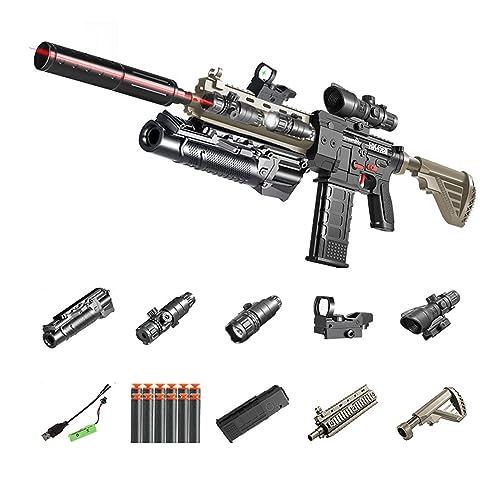 M416 Spielzeuggewehrpistole, Elektrische Kugelpistole Eva Soft Bullet Sniper Toy Foam Blasters Shell Ejecting Soft Bullets Shooting Games Für Kinder Erwachsene 35 Zoll-Grau von Funthy