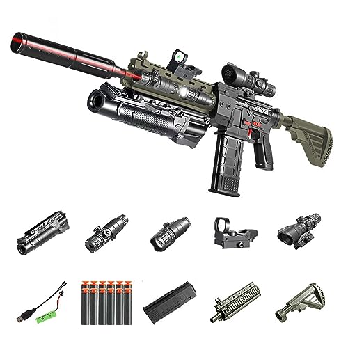 M416 Spielzeuggewehrpistole, Elektrische Kugelpistole Eva Soft Bullet Sniper Toy Foam Blasters Shell Ejecting Soft Bullets Shooting Games Für Kinder Erwachsene 35 Zoll-Grau von Funthy