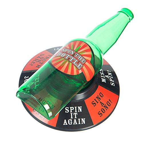 Funtime Gifts Trinkspiel: Spin The Bottle Trinkspiel grün - Grüne Flasche, mehrere farbige Spielsteine - 2 - 10 Spieler - Indoor - Teen, Adult von Funtime Gifts