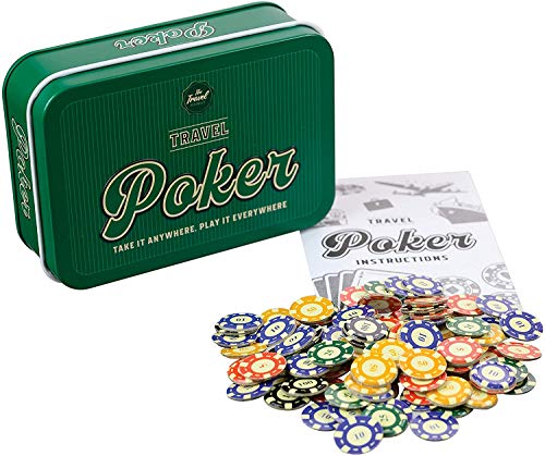 Funtime Gifts Travel Poker PL7440 Kompaktes tragbares Taschenformat, Spieldosen-Set, Geschenk, Mehrfarbig von Funtime Gifts