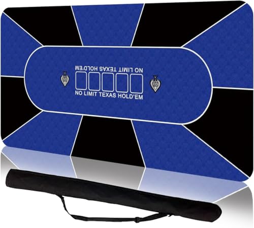 Professionelle Pokermatte, 180 x 90 cm, 8 Spieler, tragbar, Gummi, Texas, Hold'em, Poker-Tischplatten-Layout mit Tragetasche, zum Spielen von Karten, Pokerspielen, Blackjack, Casino von Funvalley Surperfect