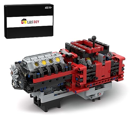 Funwetrike 8 Gang Getriebemotor Modellbausatz, Manuelles 8 Gang Getriebe Bauklötze MOC Modellbausätze, die funktionieren, Bauen Sie Ihren Eigenen Motor Geschenke für Erwachsene - 777Pcs von Funwetrike