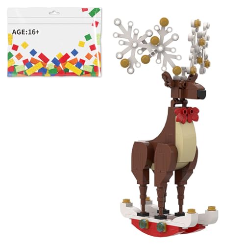 Funwetrike Christmas Building Blocks Set, Christmas Elk Decor MOC Model, Animal Model Decorations, Gifts (Braun) von Funwetrike