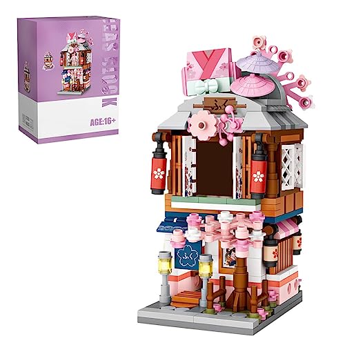 Funwetrike Japanischer Street View Spielzeug Set, 418Pcs Stadt Mini Japanischen Straße Kimono Shop Ziegel Modell, Kreatives Geschenk für Jungs und Mädchen von Funwetrike