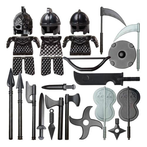 Funwetrike Medieval Weapon Pack Zubehör Kit, Militärische Waffe Mittelalterliche Rüstung Schwerter Säbel Ziegel, Kompatibel mit großen Marken Mittelalterliche Waffe - 25 Stück von Funwetrike