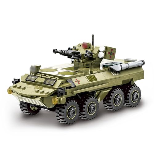 Funwetrike Militär Panzerfahrzeug Bausteine, BTR-4 Schützenpanzer MOC Modellbausatz, Militärfahrzeug Konstruktionsspielzeug für Erwachsene (379PCS) von Funwetrike