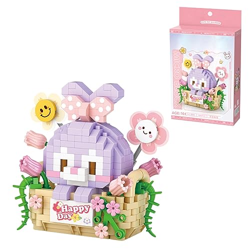 Funwetrike Mini Tiere Bausteine Set, Blumenkorb Kaninchen Mini Bausteine Set, Home Decor Geschenk für Erwachsene (400+PCS) von Funwetrike