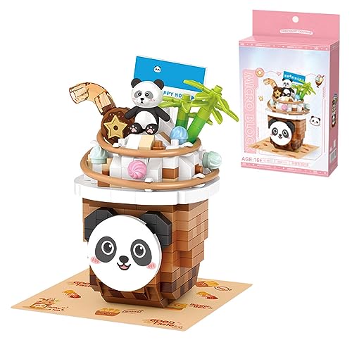 Funwetrike Mini Tiere Bausteine Set, Panda-Teetasse Mini Bausteine Set, Home Decor Geschenk für Erwachsene (380+PCS) von Funwetrike