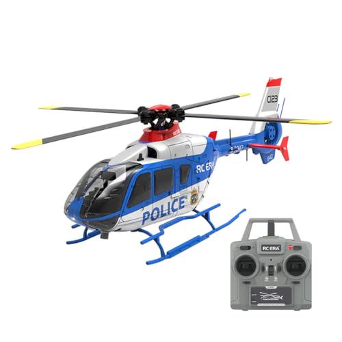 Funwetrike RC Hubschrauber, C123 EC135 Hubschrauber im Maßstab 1/36, 2.4G 6CH Einrotor Gyroskop Flugzeugmodell, RC Helicopter Spielzeug Geschenke für Erwachsene (RTF Version/Blau Weiss) von Funwetrike