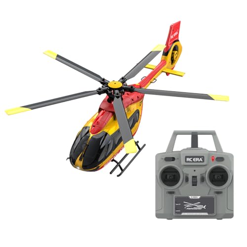 Funwetrike RC Hubschrauber, C190 H145 Hubschrauber im Maßstab 1/30, 2.4G 6CH Einrotor Gyroskop-Flugzeugmodell, Indoor Spielzeug Geschenk für Erwachsene (RTF Version/Rot Gelb) von Funwetrike