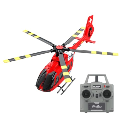 Funwetrike RC Hubschrauber, C190 H145 Hubschrauber im Maßstab 1/30, 2.4G 6CH Einrotor Gyroskop-Flugzeugmodell, Indoor Spielzeug Geschenk für Erwachsene (RTF Version/Rot-Weiss) von Funwetrike