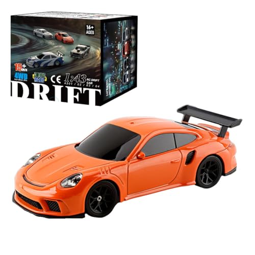 Funwetrike RC Sport Rennsport Drift Auto, 2.4G 15KM/H Voll Proportional RC Mini Rennwagen Drift Car Modell mit Lichter Bausatz and Drift Reifen (Orange) (Orange) von Funwetrike