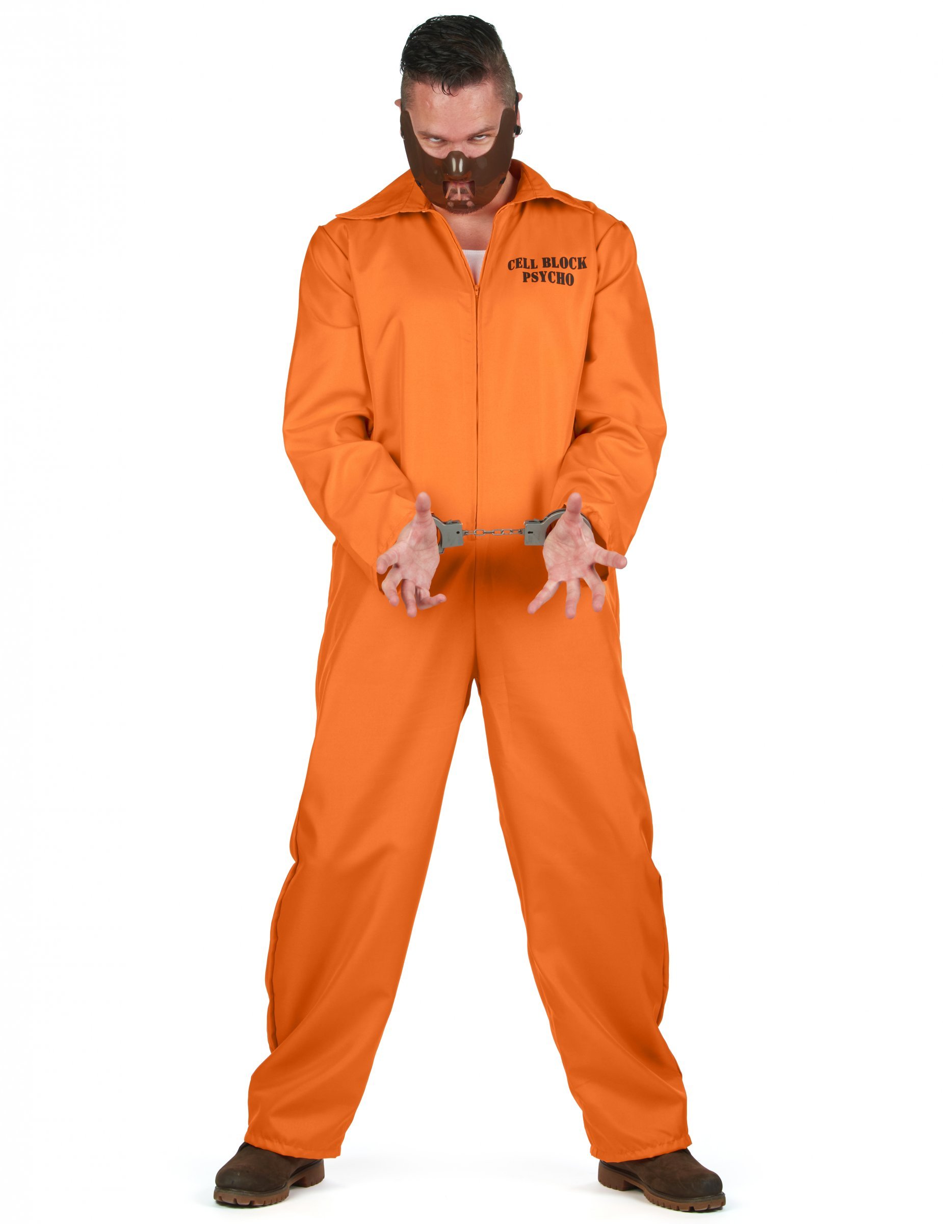 Psychopath-Herrenkostüm Sträfling Halloween-Kostüm orange von KARNEVAL-MEGASTORE