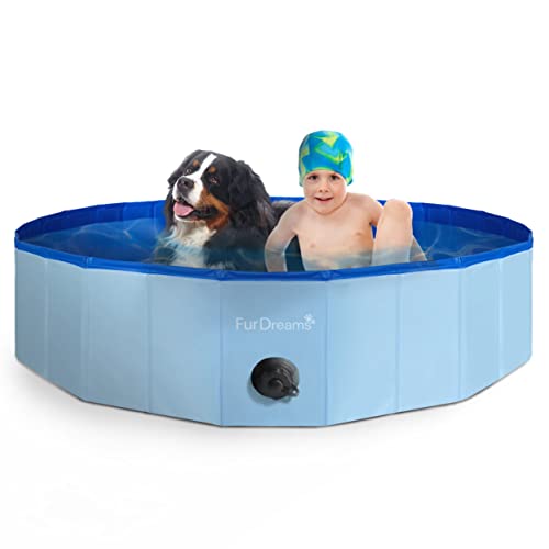 Furdreams Faltbares Haustier-Schwimmbecken, Hartplastik-Hundebadewanne, tragbares, multifunktionales, rutschfestes PVC-Kinderbecken für den Außenbereich enießen Sie Sommerglanz in Garten (Extra Large) von FurDreams