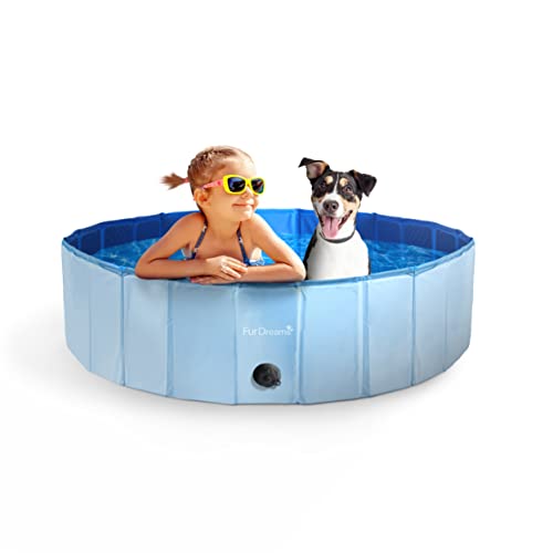 Furdreams Faltbares Haustier-Schwimmbecken, Hartplastik-Hundebadewanne, tragbares, multifunktionales, rutschfestes PVC-Kinderbecken für den Außenbereich enießen Sie Sommerglanz in Garten (Medium) von FurDreams