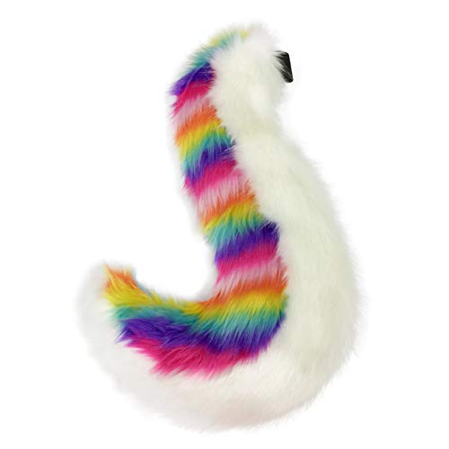 Furryvalley Kostüme Schwanz Cosplay Plüsch Kunstpelz Tail für Halloween Party verkleiden künstliche Tier (Regenbogenfarben) von Furryvalley