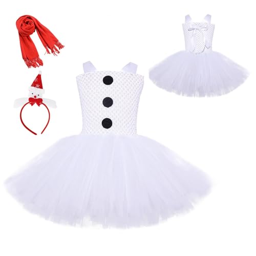 Furtryvl Mädchen Weihnachten Kostüm Tutu Tüll Kleid mit Schal und Stirnband, Mädchen Cosplay Kostüm Set, Kinder Prinzessin verkleiden sich für Weihnachten von Furtryvl