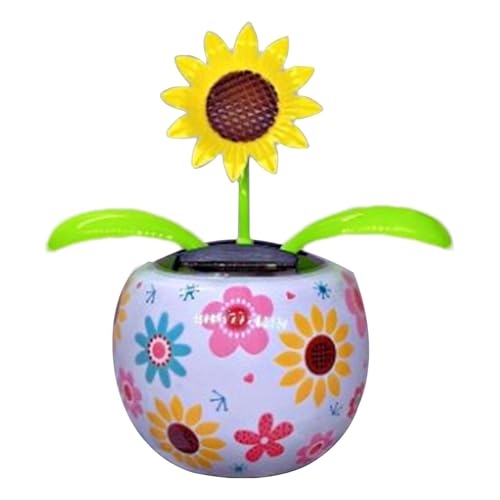 Furtryvl Solarbetriebene tanzende Blumen, solarbetriebene Blumenschüttelkopf-Ornament in bunten Töpfen, Auto-Dekoration, Solar-Wackelköpfe für Zuhause und Auto-Innenraum von Furtryvl