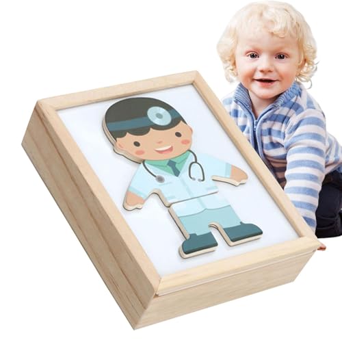 Fuuxtci Anziehpuzzle für Kleinkinder, Bärenpuzzle aus Holz, Anzieh-Matching-Magnetspiele, Passende Spiele, Sortieren und passende Puzzles, Kühlschrankmagnete für Kleinkinder, Cartoon-Muster, Kinder von Fuuxtci