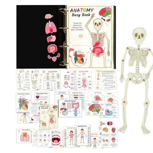 Fuuxtci Buch Zur Menschlichen Anatomie, Montess-ori-Buch Zur Anatomie des Menschlichen Körpers Für Kinder, Buch Zur Menschlichen Anatomie Für Kinder Im Alter Von 4 Bis 9 Jahren, Um Die Geheimnisse von Fuuxtci