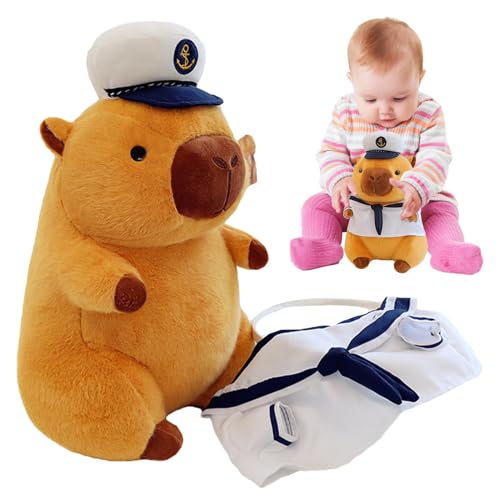 Fuuxtci Capybara Stuff, Capybara Plüschtier,Marineblauer Matrosenanzug Niedliche Plüschtiere Stofftier | Bequeme Dekopuppe für Sofa, Auto, Kinder und Schlafzimmer von Fuuxtci