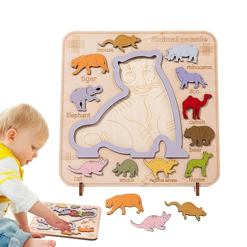 Fuuxtci Dinosaurier-Puzzle für Kinder, stapelbare Dinosaurier-Puzzles, sensorisches Spielzeug - Dinosaurier-Puzzles Montessori-Spielzeug | Sicheres Brettspielzeug, stapelbar, passendes Lernspielzeug von Fuuxtci