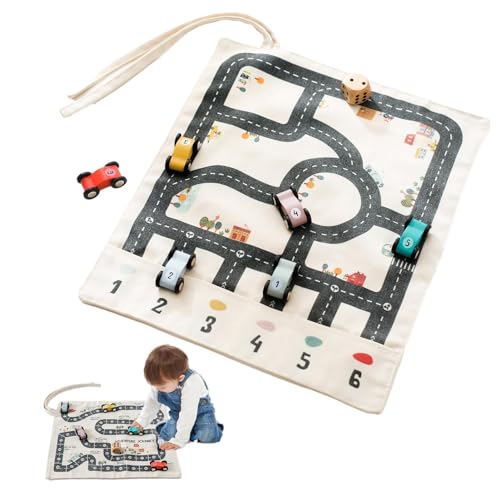 Fuuxtci Holz-Rennwagen-Bausatz, Tischauto-Spiel - Lernbrettspiel Canvas Track Dice | Lustiges Partyspiel, fliegendes Schach, Tischspiele für Kindergarten, Vorschulkinder, Kinder von Fuuxtci