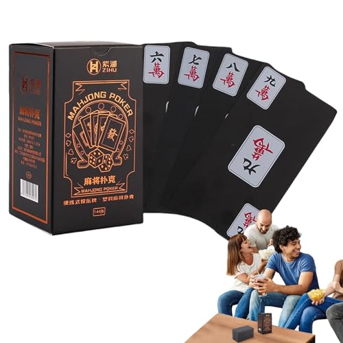 Fuuxtci Mahjong-Kartenspiel, Mahjong-Kartenset,Tragbares Mahjong-Karten-PVC-Spielset | Interaktive Brettspiele, Karten für Erwachsene, Mahjong, Spaß für Klassenaktivitäten, Familientreffen von Fuuxtci