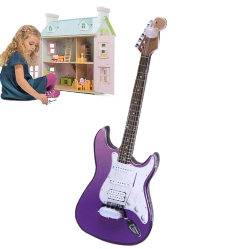 Fuuxtci Miniatur-Gitarrenspielzeug, Mini-Gitarrenspielzeug für Kinder - 1:12 Mini-Musikinstrument Gitarre | Miniatur-E-Gitarren-Puppenhaus-Modell für Mini-Musikzimmer, exquisite Heimdekoration von Fuuxtci
